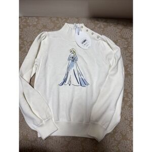 Janie And Jack Disney Frozen Elsa White Sweater New Size 7